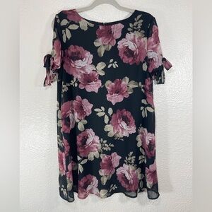 Lulus Black Floral Mini Chiffon Dress Women’s Size Medium